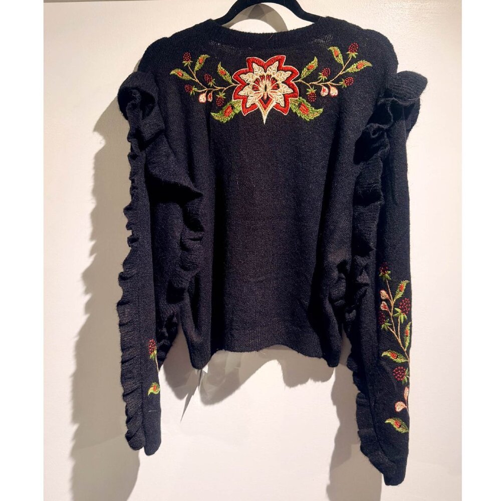 Farm Rio Black Berry Embroidery Cardigan sweater XL New! - Picture 5 of 7